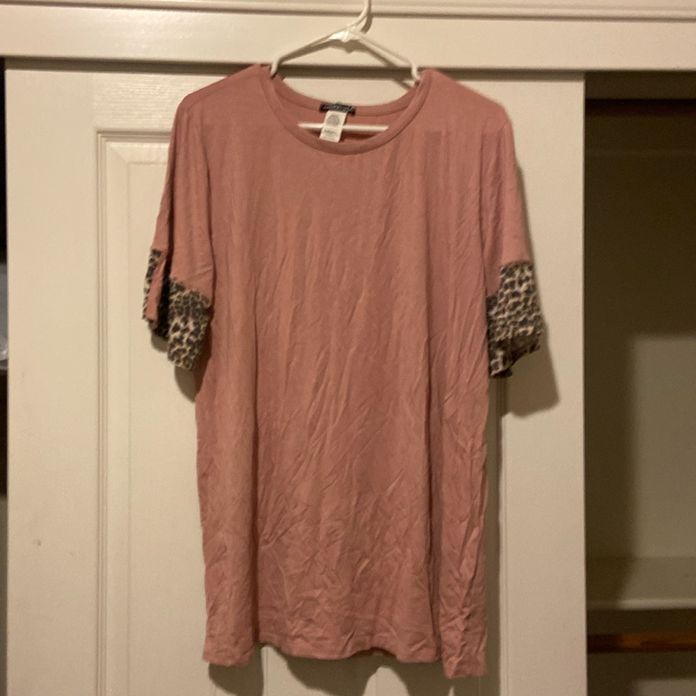 Pink with cheetah print sleeves
